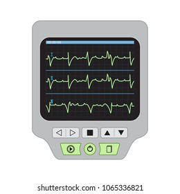 Colored flat icon, vector design. Monitor with grid and received signal. Illustration of device for science, medicine, laboratory. Cardiogram in medical ekg.