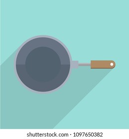 Colored flat icon, vector design with shadow.Frying Pan illustration, kitchen, home cooking