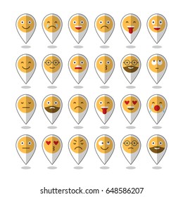 Colored flat icons of emoticons. Smile with a beard, different emotions, moods. Vector