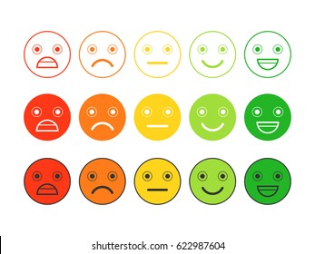 Colored flat icons of emoticons.Different emotions, moods.