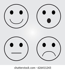 Colored flat icons of emoticons.Different emotions, moods.
