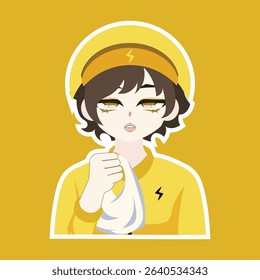 A colored flat illustration of a cute courier profession avatar cartoon character, featuring a tiny package and cap, perfect for delivery visuals.