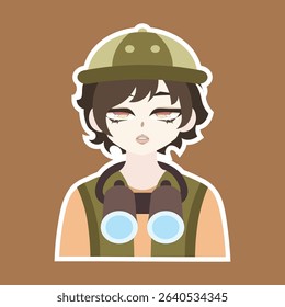A colored flat illustration of a cute geographer profession avatar cartoon character, showcasing a small map and compass, great for education designs.