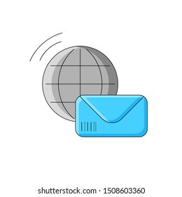 Colored flat line vector icon. 
Delivery. Internet mail.