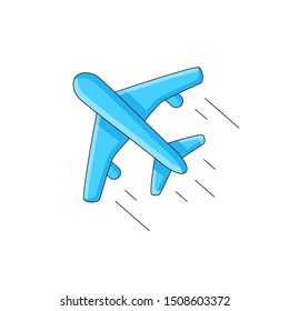 Colored flat line vector icon. 
Delivery. Plane is transporting.