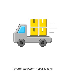 Colored flat line vector icon. 
Delivery. Truck transports.