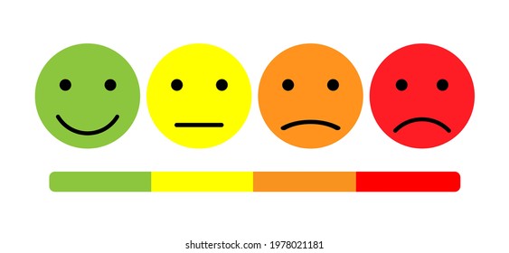Colored flat set. Smiling emotion. Emoji illustration. Feedback expression. Sad happy satisfied mood. Angry disgusting positive emoticon isolated. The concept signs symbols. Good emoji design. Vector