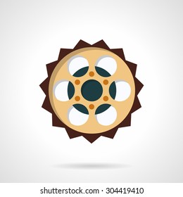 Colored flat style vector icon for bike chain sprocket. Spare parts for bike and electric bike. Design element for business, logo and website.