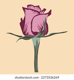 Ilustración vectorial plana de la rosa. Para el diseño de paquetes cosméticos, hierba medicinal, tratamiento, media atención, impresiones. Elementos de diseño para tejidos, textiles, prendas de vestir, papel de envoltura, papel pintado