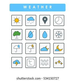 Colored flat weather's 16 icons
