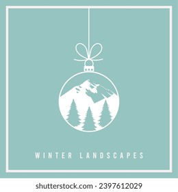 Colored flat winter seasonal landscape Vector illustration