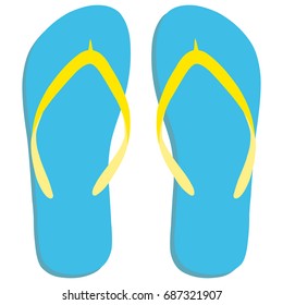 Colored flipflops icon. Slippers icon. Flip flop Isolated blue, yellow on white background. Vector illustration EPS10.