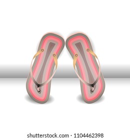 Colored flip-flops on  white background. Vector illustration, isolated icon for advertising design, tourist brochures and magazines.
