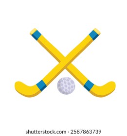 colored floorball stick sport symbol, hand drawn vector illustration