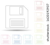 Colored floppy disc in multi color style icon. Simple thin line, outline vector of web icons for ui and ux, website or mobile application