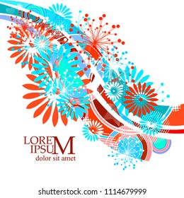 colored floral abstraction background wave. Vector