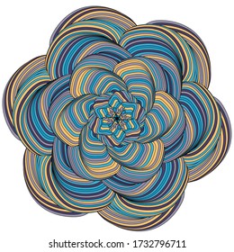 
Colored floral geometric ornament, mandala spiritual symbol isolated on white background.Editable Stroke. Vector template. Volume abstraction flower for web design,scrapbooking, 
phone case.