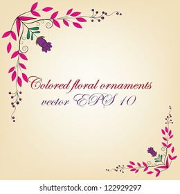 Colored floral ornament card