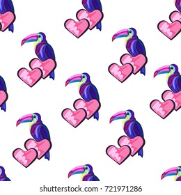 Colored floral seamless pattern, birds,, design for textile texture, valentine cards, vector illustration