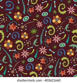 Colored floral seamless pattern illustration. Can be used for design fabric, cover, decoration, textile, linens and more designs.