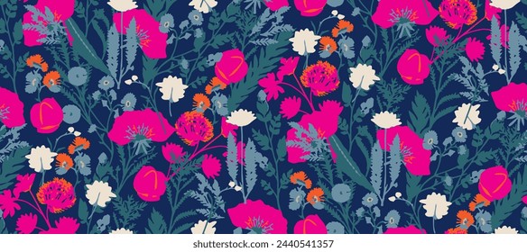 Silueta floral de colores con patrón transparente.