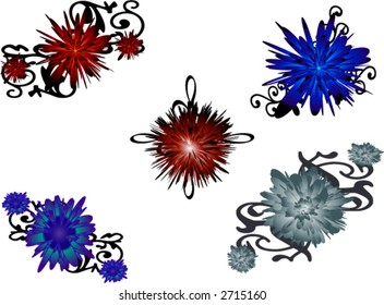 colored floral vector ornaments