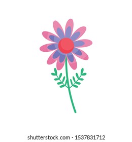 colored flower stem leaves floral icon vector illustration