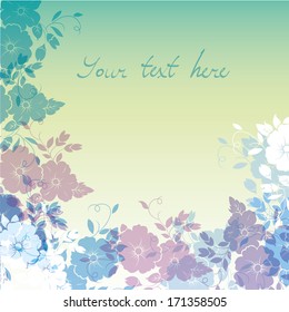 a lot of colored flowers in a gradient background