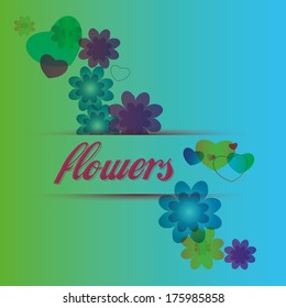 a lot of colored flowers and hearts with some text 