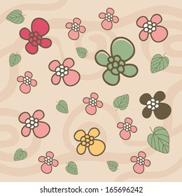 a lot of colored flowers with leaves around it