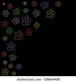 colored  flowers on a black back