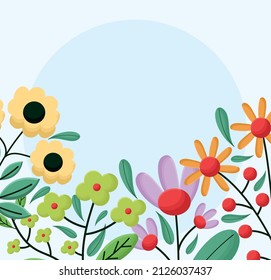 colored flowers poster over blue