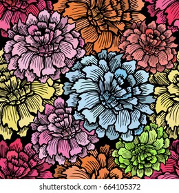 colored flowers seamless background. Vector