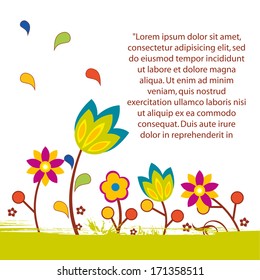 colored flowers and some text in white background