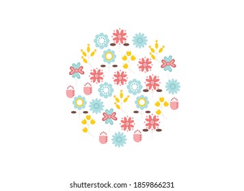 flores coloreadas, ilustración vectorial sobre fondo blanco