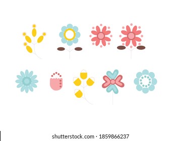 flores coloreadas, ilustración vectorial sobre fondo blanco