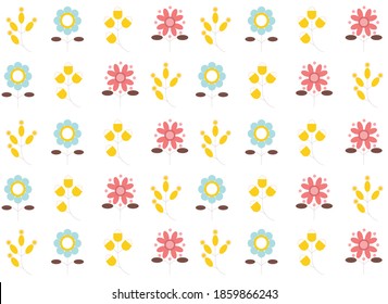 colored flowers, vector illustration on a white background