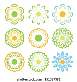 colored flowers. vector set. eps8