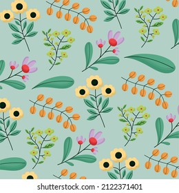 colored flowers wallpaper over green