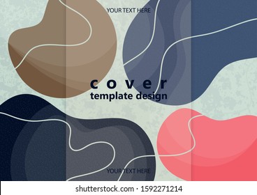 Colored flowing abstract shapes, lines, particles on a light background with texture. Modern dynamic graphic design for business cards, invitations, gift cards, flyers, brochures. Vector illustration