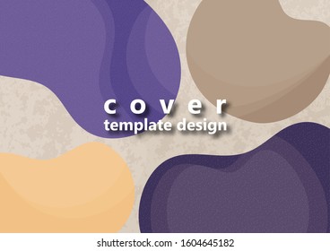 Colored flowing abstract shapes and particles on a light background with texture. Modern dynamic graphic design for business cards, invitations, gift cards, flyers, brochures. Vector illustration