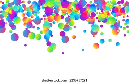 Colored flying confetti scatter vector background. Rainbow round elements new year vector. Cracker poppers falling confetti. Holiday celebration decoration illustration. Joy particles.