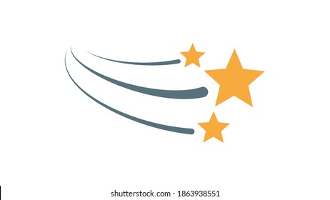 Estrellas voladoras de colores o un cometa con cola. Ilustración vectorial en un fondo blanco.