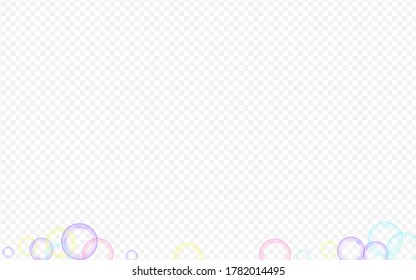 Fondo Realista Transparente De Espuma De Colores. Ilustración de jabón líquido. Diseño de burbujas de jabón de agua arco iris.