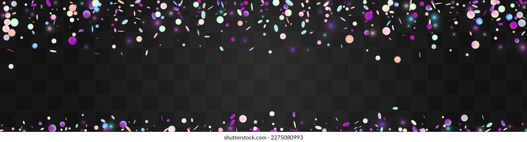 Vector De Celebración Del Foil De Color Panorámico Fondo Transparente. Colorido patrón de lluvia superior. Invitación A La Decoración. Fondo Holográfico de Lujo.