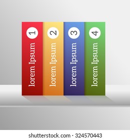 Colored folders on a table, infographic. Business concept with four options, parts, steps or processes. Can be used for workflow layout, diagram, number options, web design.