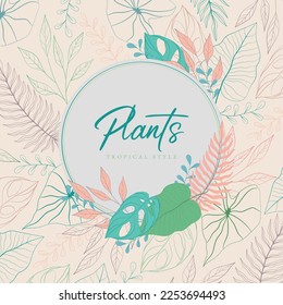 Colored foliage background with different leaves Vector