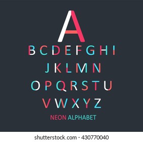 Colored font flat design vector neon and pink color