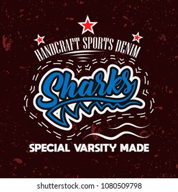 Colored font grunge varsity with grunge background. Vector illustration design for t-shirt and printing.
