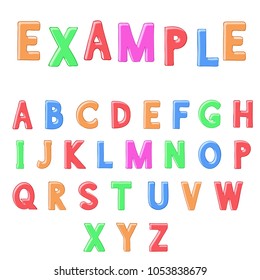 Colored font. Vector illustration isolated on white background